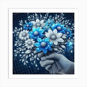 Bouquet Of Blue Flowers Art Print