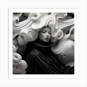 Woman With Wavy Hair Art Print