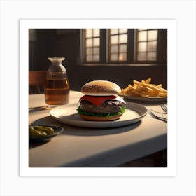 Burger On A Plate 60 Art Print