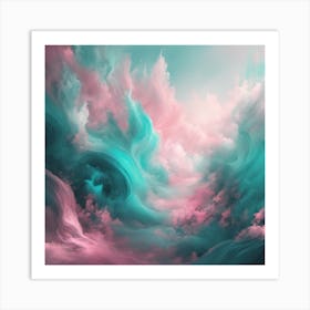 Pink and Teal Abstract water Art Print