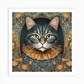 william Morris inspired Cat 1 Art Print