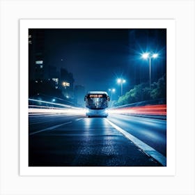 Bus Gasoline Urban Move Background Black Modern Europa Car Twilight Light Lamp Life Obs (12) Art Print