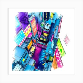 Neon City Art Print