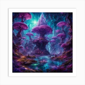 Forest Of Mushrooms Art Print