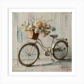 Bike And Flowers Art Print