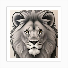 Lion In Black And White Art Print