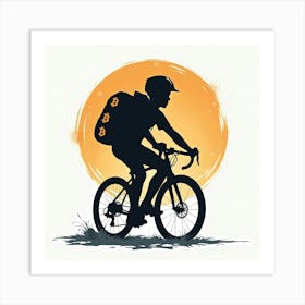 Silhouette Of A Cyclist Art Print