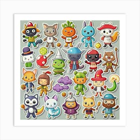 Set Of Cartoon Characters Art Print