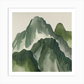 Japanese Watercolour Of Mount Myogi 1 Art Print