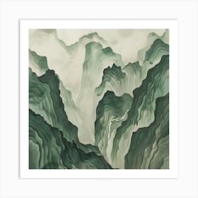 Japanese Watercolour Of Mount Hakusan 3 Art Print