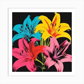 Andy Warhol Style Pop Art Flowers Lily 6 Square Art Print