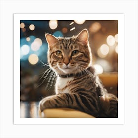 Cat Sitting On A Table Art Print