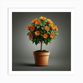 Orange Tree In A Pot Art Print