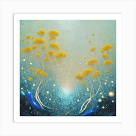 Golden Bloom: Depths of Luminescence Art Print