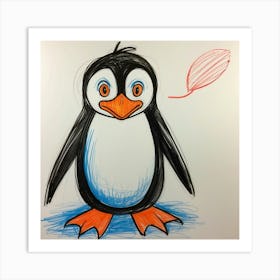 Penguin Drawing 6 Art Print