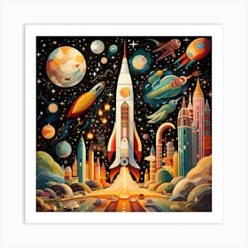 Space Rocket Art Print