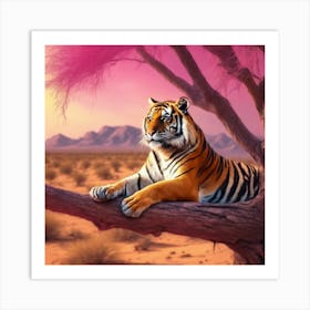 Tiger In The Desert Art Print