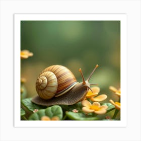 Snail On A Flower 1 Art Print