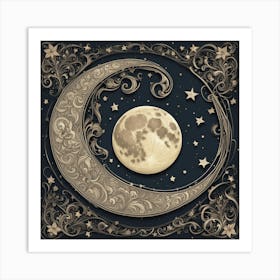 Moon And Stars Art Print