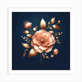 Roses On A Blue Background Art Print