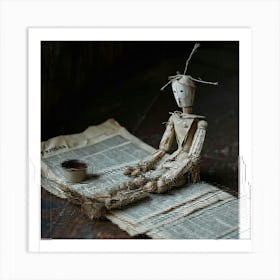 A Diminutive Stick Doll Worn With The Traces Of Endless Adventures Encapsulates An Aura Of Melanc Art Print