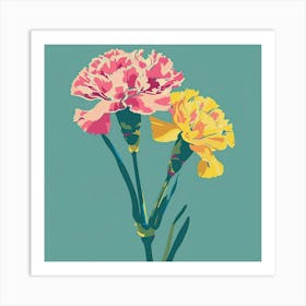 Carnation 2 Square Flower Illustration Art Print