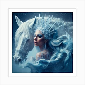 Ice Queen Lady Gaga with Horse Art Print