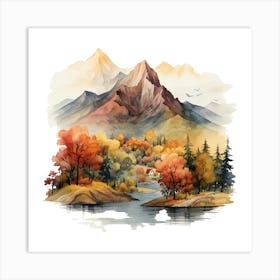 Watercolor Autumn Landscape 49 Art Print