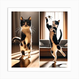 Cat Playing With A Spider Art Print