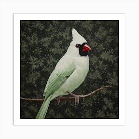Ohara Koson Inspired Bird Painting Cardinal 1 Square Art Print