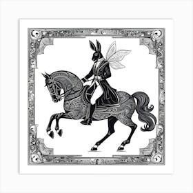 Fairy Rabbit On A Horse Art Print