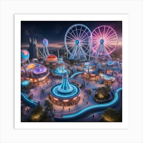 Disneyland At Night 3 Art Print