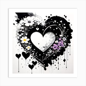 Black And White Heart 4 Art Print