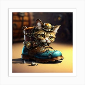 Kitten In Boot Art Print