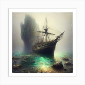 Ship In The Fog 1 Art Print