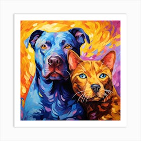 Dog And Cat Painting 1 Art Print