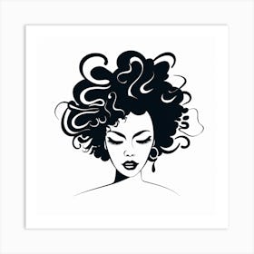 Portrait Of A Woman With Curly Hair 2 Art Print