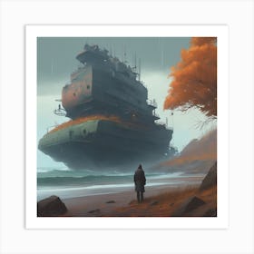 Ship On The Beach Art Print