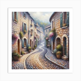 Cobblestone Street - Van Gogh Wall Art Art Print