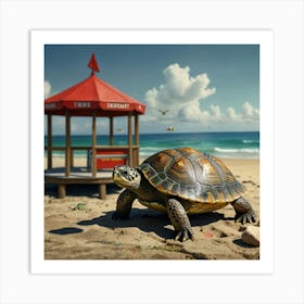 Turtle On The Beach 16 Art Print