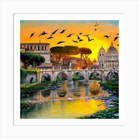 Sunset In Rome Art Print