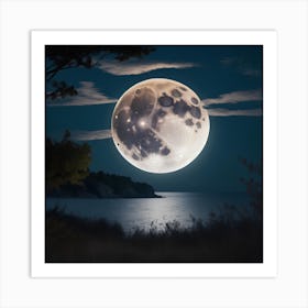 Full Moon Summer Night Art Print