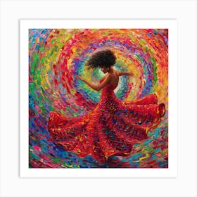 Dancer In Red Dress Art Print