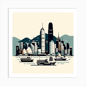 Hong Kong City Skyline Art Print