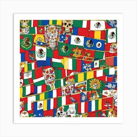 Mexican Coloring Flags Mysterious (1) Art Print