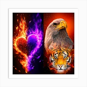 Eagle And Tiger Art Print