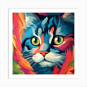 Colorful Cat Painting 4 Art Print