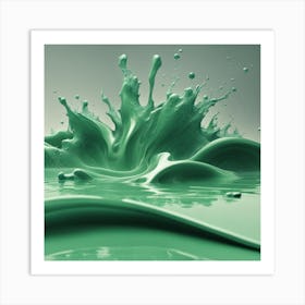 Splash Of Green Liquid Art Print