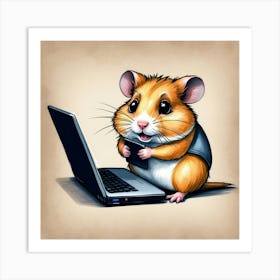 Hamster On A Laptop 3 Art Print