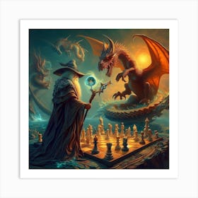 Wizard Playing Chess Art Print